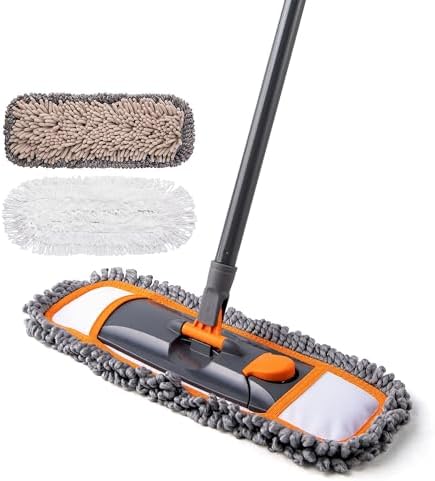 Mops for Floor Cleaning with 3 Different Washable Mop Pads and Extendable 55” Long Handle, Multifunction Dust Mop for Hardwood,Marble,Tile Floor Mopping,Blue