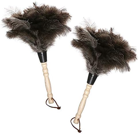 Natural Gray Ostrich Feather Duster,2 Packs,Car Duster Interior/Exterior Cleaner,Duster for Blinds Kitchen Keyboard Office, Smart and Soft and Fluffy Duster (Gray)