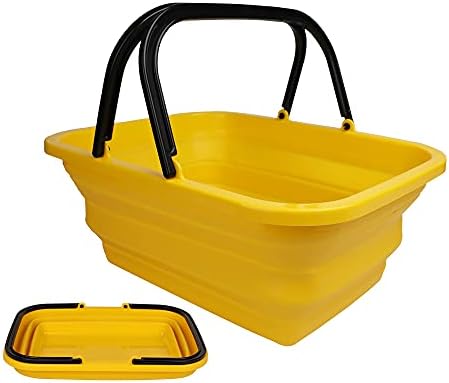 Collapsible Bucket with Handle 10L(2.6 Gallon) Portable Water Bucket,Outdoor Multiuse Foldable Water Pail for Car Window Cleaning, Camping, Washing Dishes, Picnic, Fishing