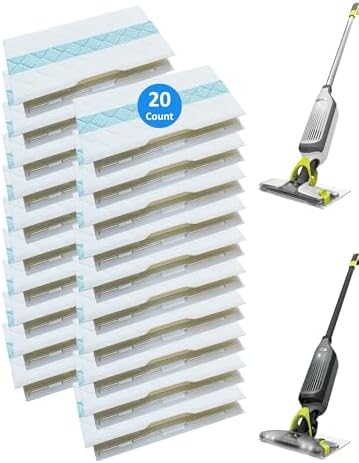 Vac Mop Replacement Pads for Shark VACMOP VM252 VM250 VM200 VM190 VMP30, Upgraded Disposable Vacmop Pad Refills (20 Count, White)