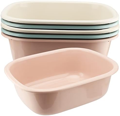 6 PCS 12 Quart Plastic Wash Basin, 15x12‘’ Stackable Plastic Square Dish Tub, Rectangular Colorful Wash Basins Bins Tubs for Washing Cleaning Camping, 3 Colors