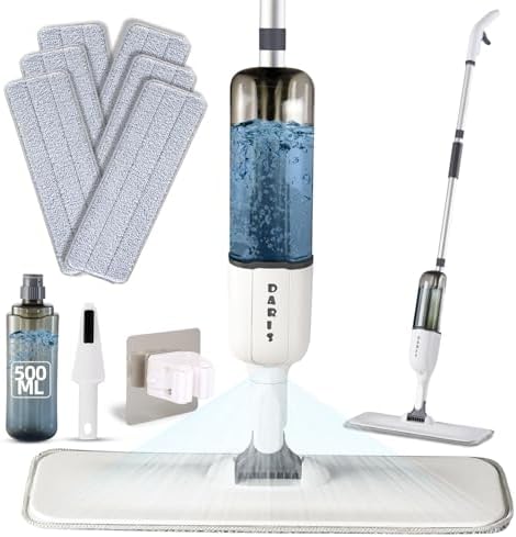Spray Mop for Floor Cleaning with 6pcs Washable Pads Wet Dry Microfiber Mop with 500 ml Refillable Bottle for Home Commercial Wood Floor Hardwood Laminate Ceramic Tiles Floor Dust Cleaning