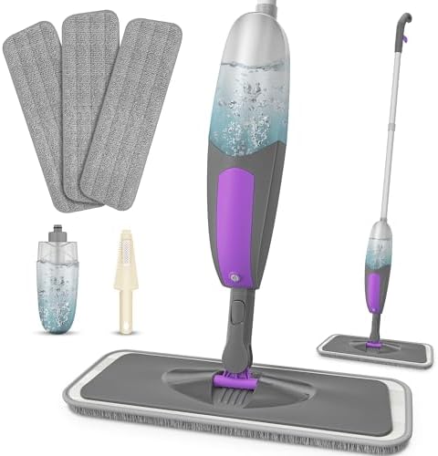 Spray Mop for Floor Cleaning - HOMSIER Microfiber Floor Mops Wet Dry Flat Mop with 550ML Refillable Bottle 3 Washable Pads Replacement, Dust Mop for Wooden Laminate Tile Marble Kitchen Hard Floors