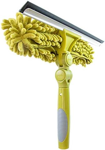 DOCAZOO, Dual Pivot Window Squeegee and Scrubber Combo Attachment, 3 Squeegee Blades Included, Compatible with Any DocaPole