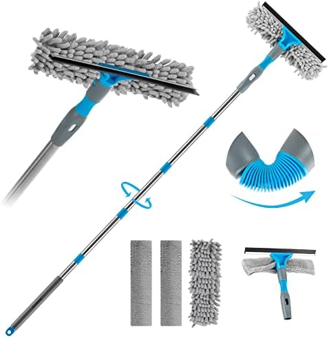 Window Squeegee Cleaner, 2 in 1 Rotatable Window Cleaning Tool Kit, Multi-Functional Extended 78‘’ Window Scraper - Easily Clean High Windows