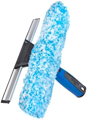Unger Professional 2-in-1 Squeegee & Scrubber - 10” Window Cleaning Tool – Cleaning Supplies, Squeegee for Window Cleaning, Commercial & Residential Use, Reusable Microfiber Sleeve