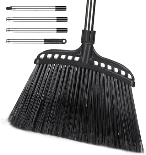 Outdoor/Indoor Broom for Floor Cleaning,55.9 Inches Heavy-Duty Brooms,Commercial Angle Broom with Long Handle for Indoor Kitchen Office Lobby Sweeping