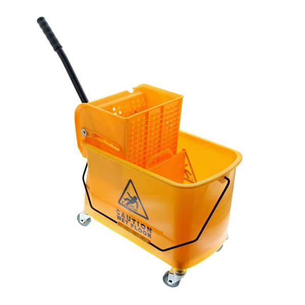 Wheeled Mop Bucket 24 Qt. with Wringer and Removable Divider