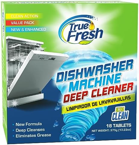 True Fresh Dishwasher Cleaner and Deodorizer Tablets 18-Pack of 20g Deep Cleaning - Heavy Duty Degreaser Dish Washer Clean Pods Formulated to Smelly Machines