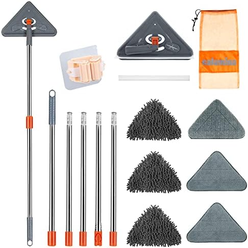 85" Wall Mop Cleaner with Long Handle and Hanging Hooks - 180° Rotating Wall Cleaner - Baseboard Cleaner Tool Duster for Walls, Ceiling, Windows and Floor with Extension Poles