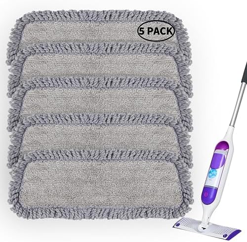 5 Pack Reusable Mop Pads Compatible with Swiffer Power Mop - MEXERRIS Microfiber Mop Refills Washable Mop Pads Refills Household Replacement Mop Pads for Swiffer PowerMop 13"-15" Spray Wet Mops