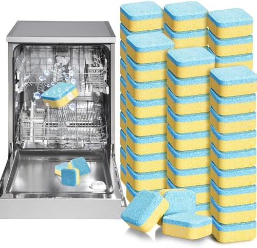 96 Pcs Dishwasher Cleaner Deodorizer Tablets Bulk Dish Washer Machine Cleaner Detergent Tabs Deep Cleaning Limescale Remover Safe Remove Hard Water, Odor