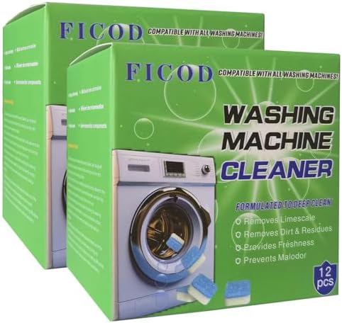 Washing Machine Cleaner Tablets 24 pack,Compatible with Front and Top Load Washer,Removes Limescale & Residues,Provides Freshness,Prevents Malodor,12 Month Supply