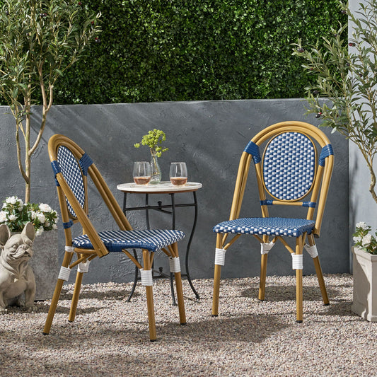 Remi French Bistro Chair - White / Blue