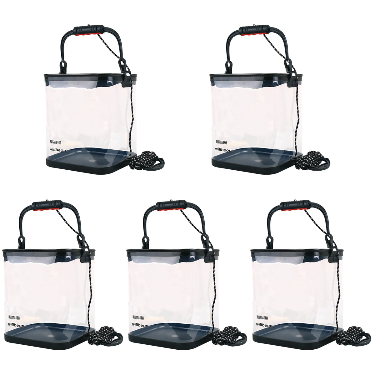 5pcs Multi-function Fish Bucket Transparent Fishing Bucket Anti-leak Fishing Container Fish Supply