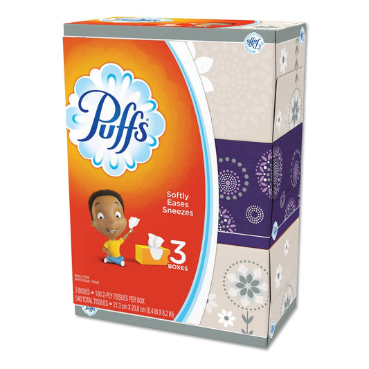 Puffs White Facial Tissue, 2-Ply, White, 180 Sheets/Pack, 8 Packs/Carton - PGC87615