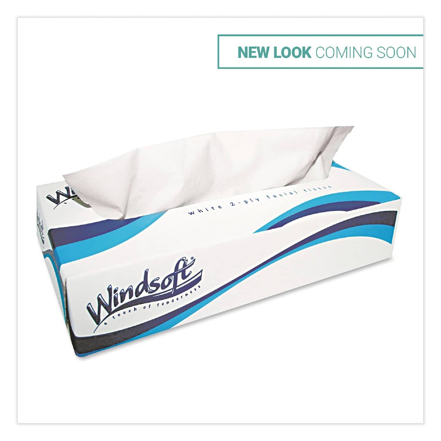 Windsoft Facial Tissue, 2 Ply, White, Flat Pop-Up Box, 100 Sheets/Box, 30 Boxes/Carton - WIN2360