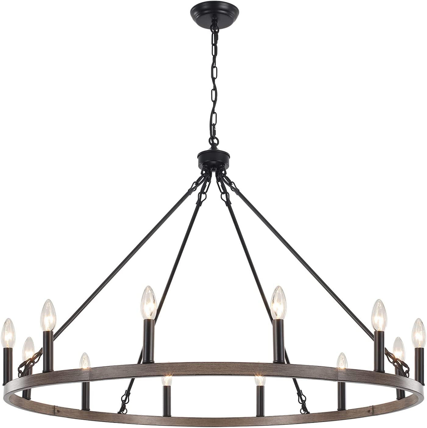 ZCHAOZ Modern Farmhouse Chandelier for Dining Room, 6 Lights Chandelier Light Fixture Adjustable Height, Black and Gold Hanging Candle Pendant Lighting for Kitchen Island Living Room Bedroom Foyer