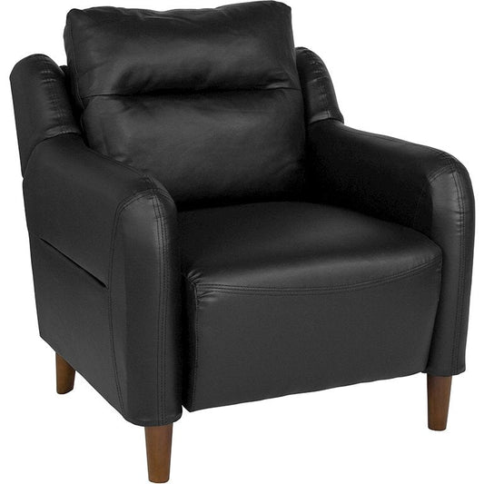 Newton Hill Upholstered Bustle Back Arm Chair in Black LeatherSoft