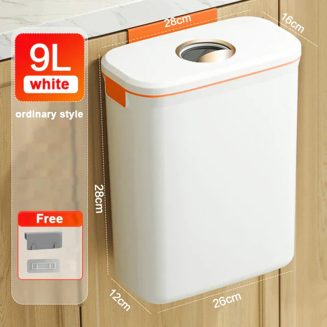 9l Wall Mounted Trash Can Kitchen Cabinet Garbage Cans With Lid Bathroom Recycling Hanging Trash Bins Kitchen Accessories Waste Bins
