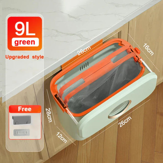 9l Wall Mounted Trash Can Kitchen Cabinet Garbage Cans With Lid Bathroom Recycling Hanging Trash Bins Kitchen Accessories Waste Bins