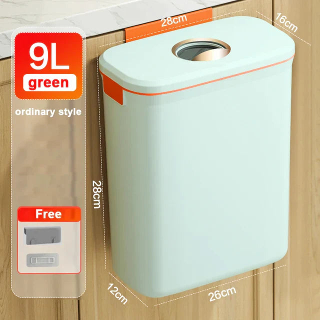 9l Wall Mounted Trash Can Kitchen Cabinet Garbage Cans With Lid Bathroom Recycling Hanging Trash Bins Kitchen Accessories Waste Bins