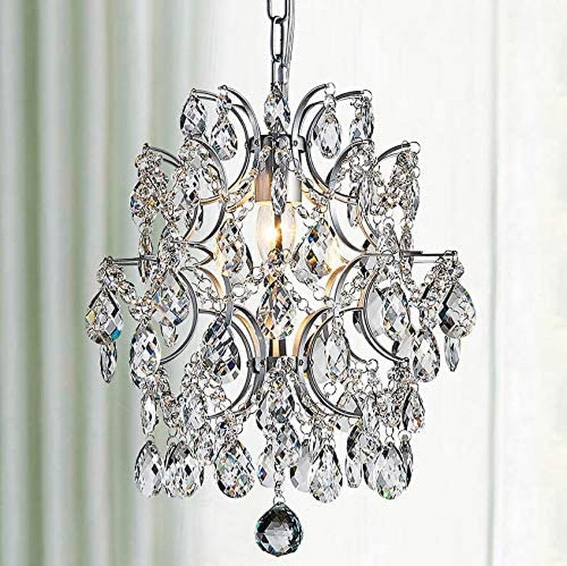 Bestier Black Modern Pendant Chandelier Crystal Raindrop Lighting Ceiling Light Fixture Lamp for Dining Room Bathroom Bedroom Livingroom Entryway 1 E26 Bulbs Required D13 in X H16 In