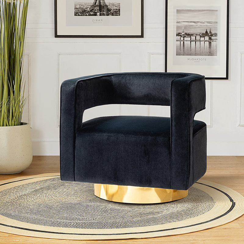 Agata Velvet Swivel Barrel Armchair
