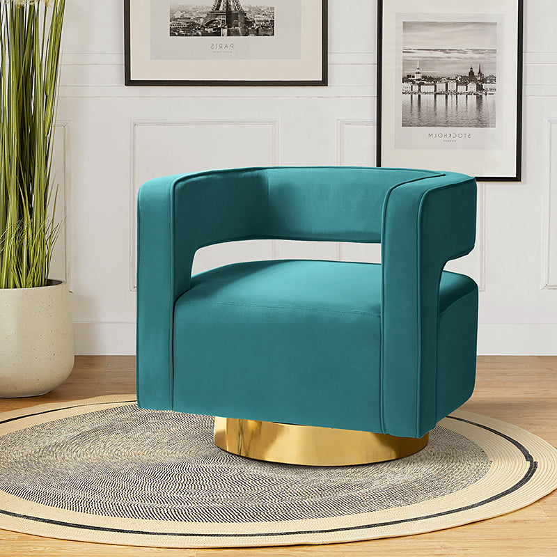 Agata Velvet Swivel Barrel Armchair