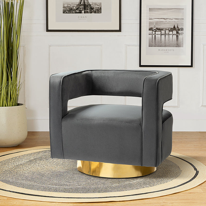 Agata Velvet Swivel Barrel Armchair