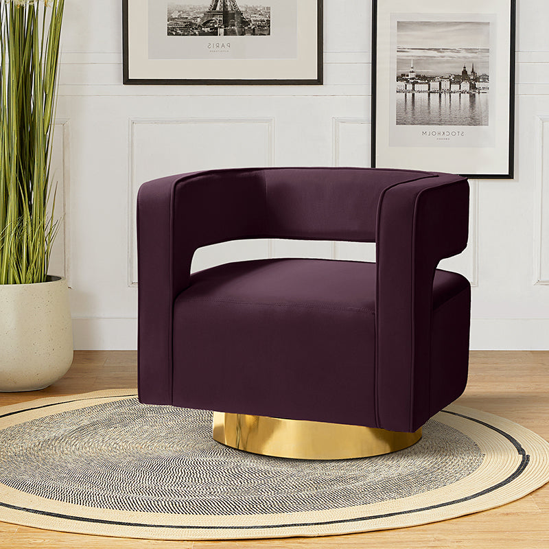 Agata Velvet Swivel Barrel Armchair