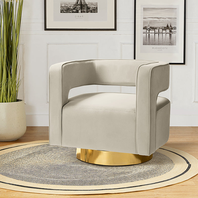 Agata Velvet Swivel Barrel Armchair
