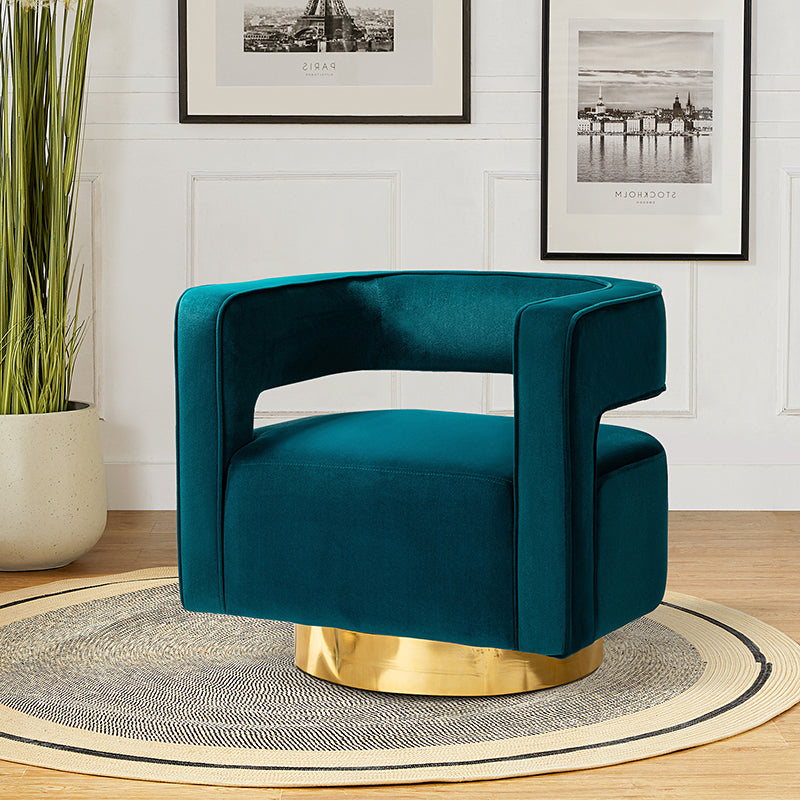 Agata Velvet Swivel Barrel Armchair