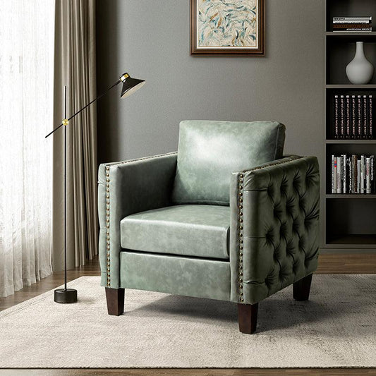 Paulo Vegan Leather Tufted Club Chair - Hulala Home