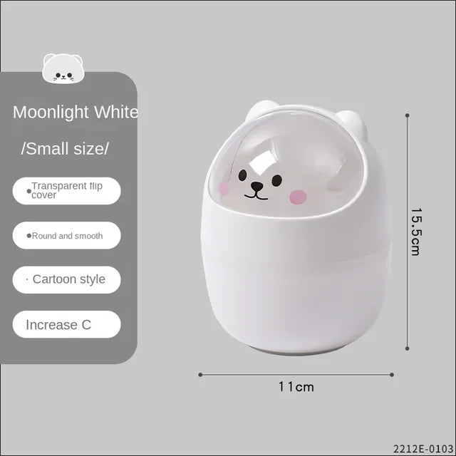 Cute Cartoon Cat Desktop Waste Bin for Home & Office Mini Garbage Cans with Lid
