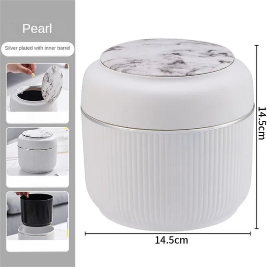 Desktop Trash Bin Mini Nordic Creative With Lid Office Supplies Press Trash Bin Desk Storage Bucket