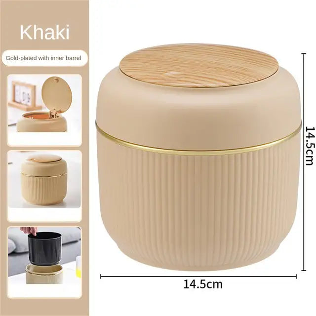 Desktop Trash Bin Mini Nordic Creative With Lid Office Supplies Press Trash Bin Desk Storage Bucket
