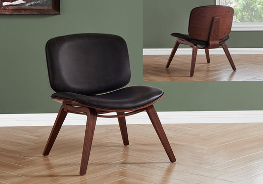 Accent Chair - Dark Brown Leather-Look Fabric