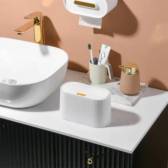 Light Luxury Desktop Trash Can Press Trash Can Double Bagging Large Capacity Small Trash Can 2023 Small Press Trash Can New