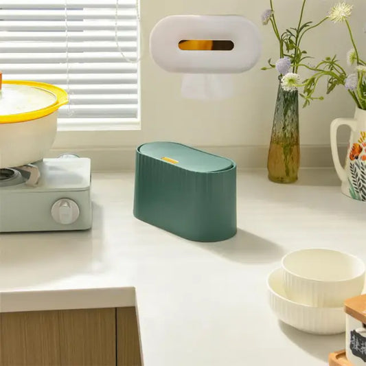 Light Luxury Desktop Trash Can Press Trash Can Double Bagging Large Capacity Small Trash Can 2023 Small Press Trash Can New