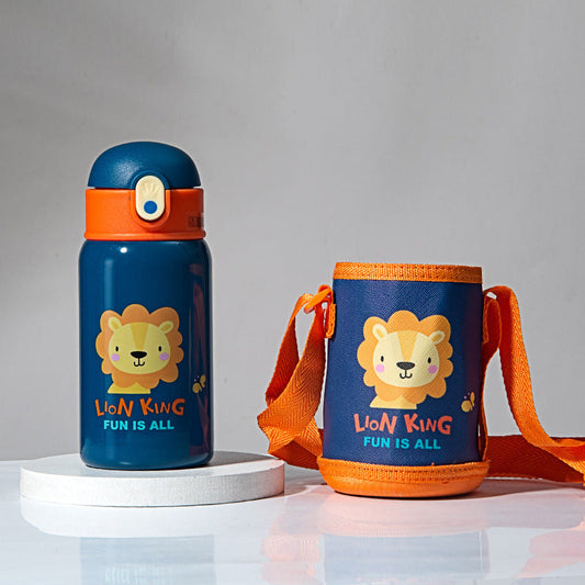 Cartoon MINI single cover children's pot 304 stainless steel baby straw cup Outdoor sports portable water cup