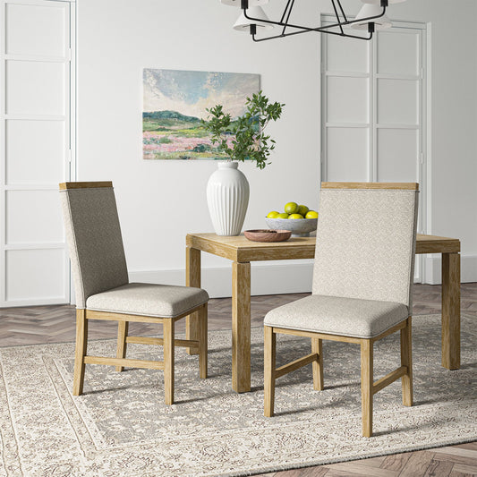 Reynold Modern Upholstered Dining Chair with Solid Wood Leg Set of 2