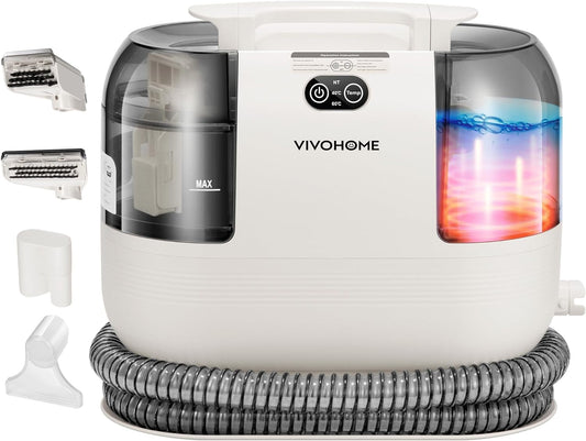 SPECSTAR Portable Carpet Cleaner Machine, 15s Fast Heating Spot Cleaner, 4 Detachable Brush Heads, 14Kpa Strong Suction