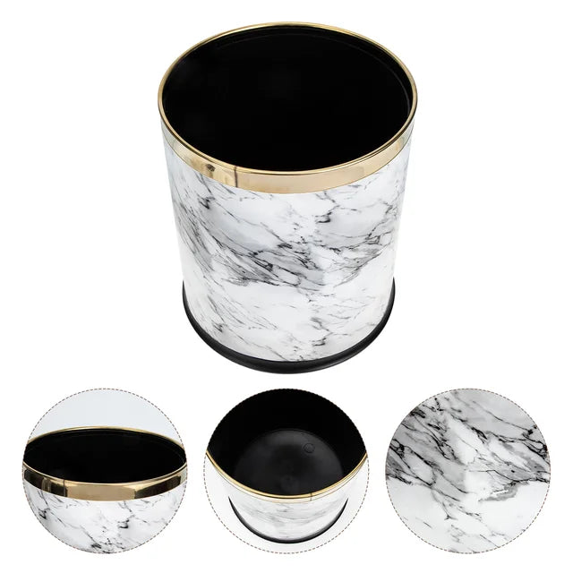 Trash Can Marble Garbage Container Marbling Wastebasket Bin Decorate Paper Office