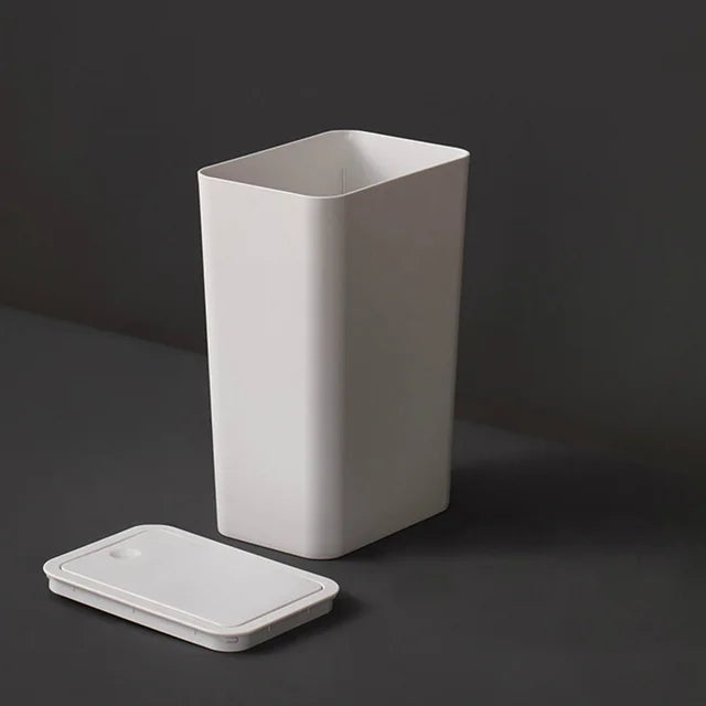 Trash Can with Lid Bathroom Kitchen Waste Basket Office Plastic Square Trash Can Waste Basket Office Separate Collection Box