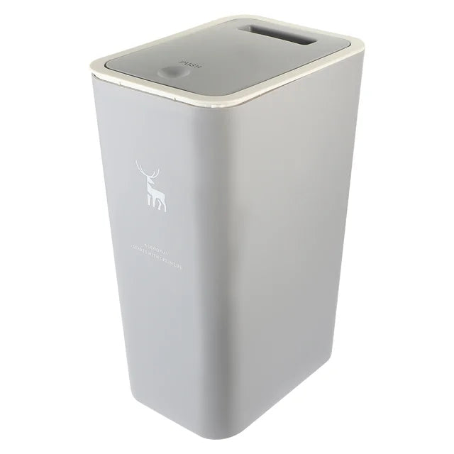 Trash Can with Lid Kitchen and Bathroom Slit Press type Storage Bucket Office Slim Bin Litter Household Reusable