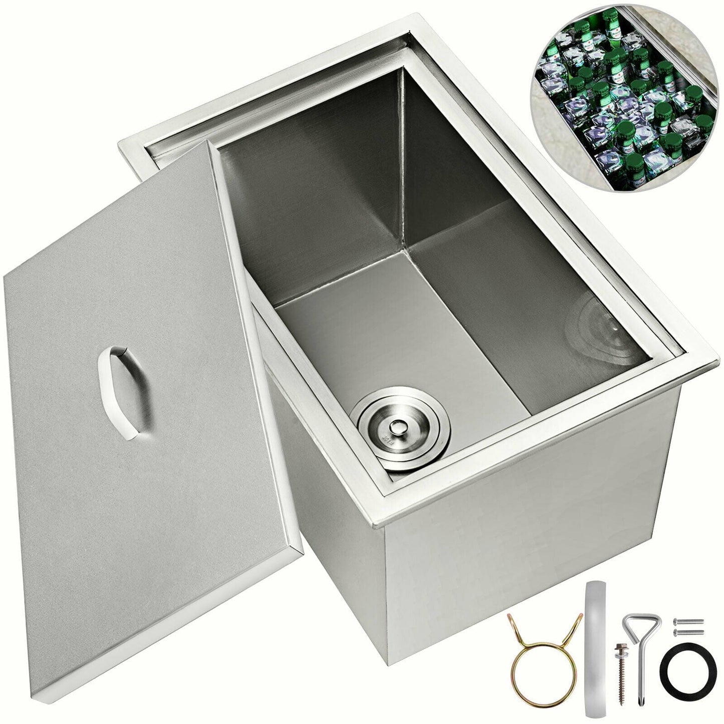 VEVOR 92 qt. Hard Sided Ice Chest Cooler, Silver
