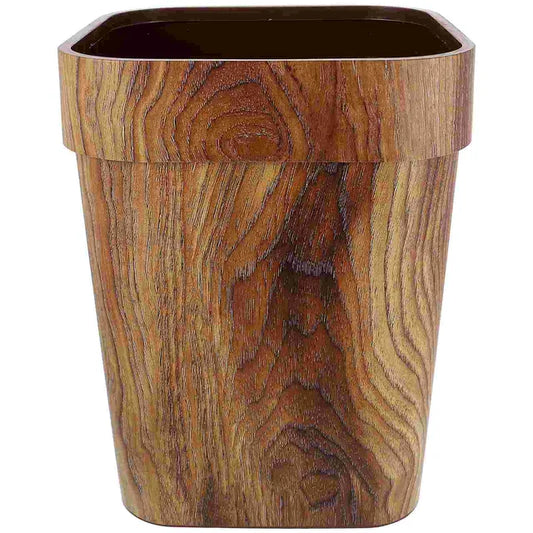 Wood Grain Office Waste Can Large Capacity Garbage Can Trash Can with Clamping Ring