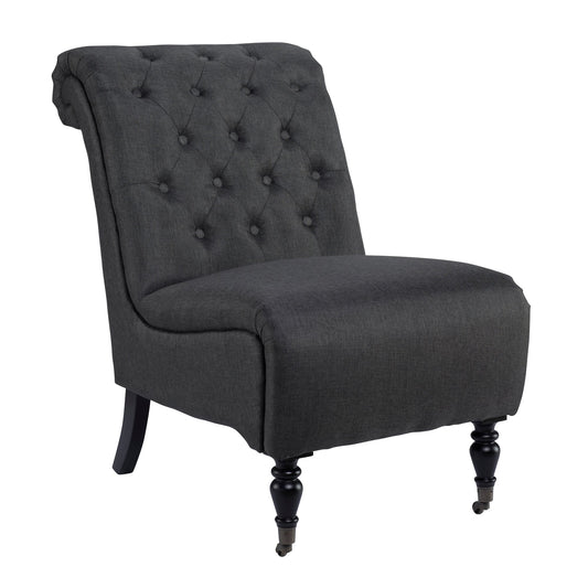 Cora Charcoal Roll Back Tufted Chair