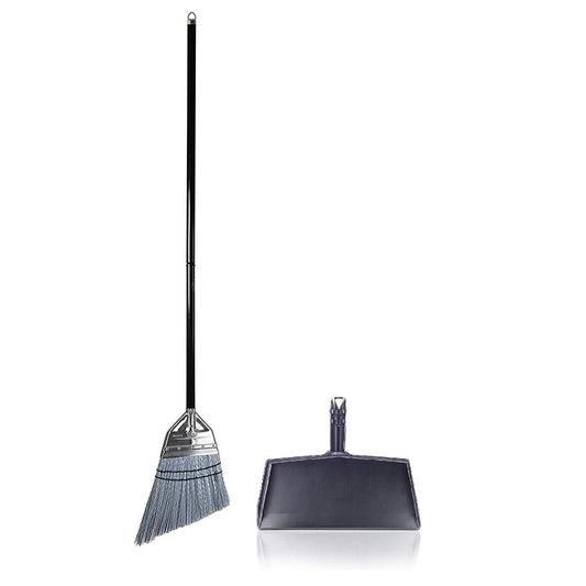 Angle Broom with Clip-On Plastic Dustpan